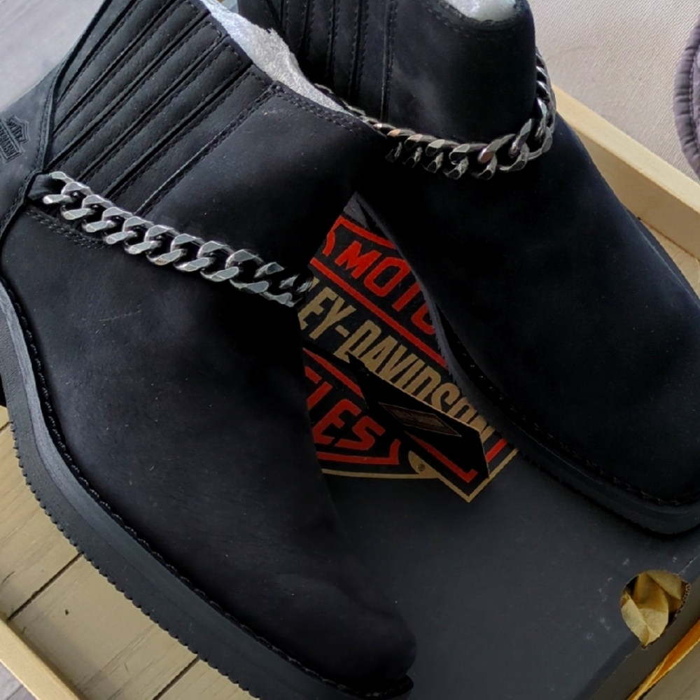 Harley Davidson Women's Korsen Chain Black Suede Boots 7.5 NWT